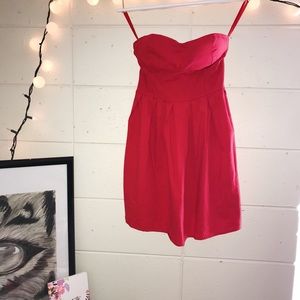 Red strapless summer dress